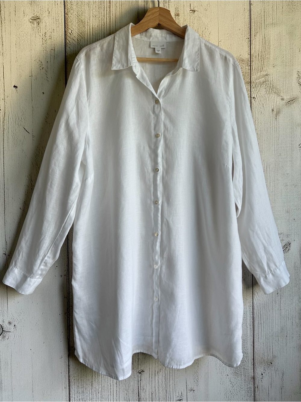 J.Jill Love Linen 100% Linen White Button Front Tunic Shirt XL